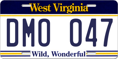 WV license plate DMO047