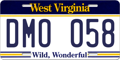 WV license plate DMO058