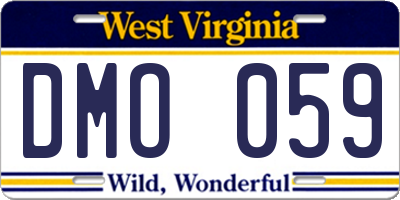 WV license plate DMO059