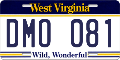 WV license plate DMO081