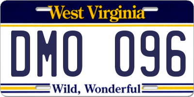 WV license plate DMO096