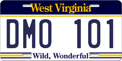 WV license plate DMO101