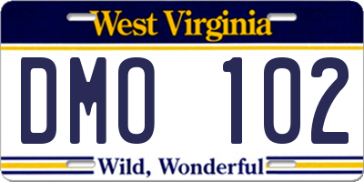 WV license plate DMO102