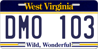 WV license plate DMO103