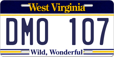 WV license plate DMO107