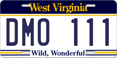 WV license plate DMO111