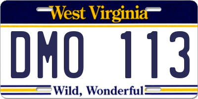 WV license plate DMO113