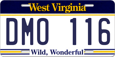 WV license plate DMO116