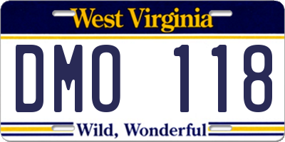 WV license plate DMO118