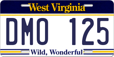 WV license plate DMO125