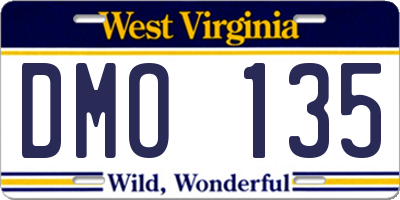 WV license plate DMO135