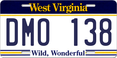 WV license plate DMO138