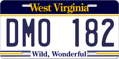 WV license plate DMO182