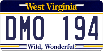 WV license plate DMO194