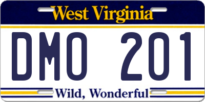 WV license plate DMO201