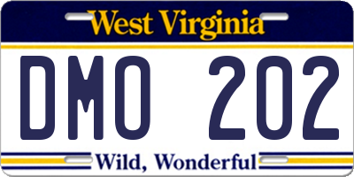 WV license plate DMO202