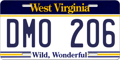 WV license plate DMO206