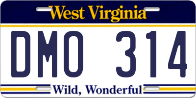 WV license plate DMO314