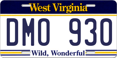WV license plate DMO930