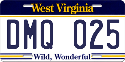 WV license plate DMQ025