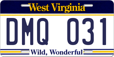 WV license plate DMQ031