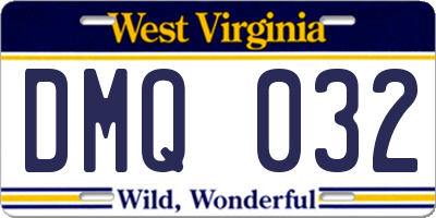 WV license plate DMQ032