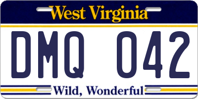 WV license plate DMQ042
