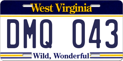 WV license plate DMQ043