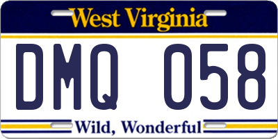 WV license plate DMQ058
