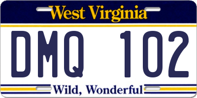 WV license plate DMQ102