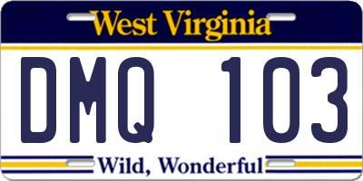 WV license plate DMQ103