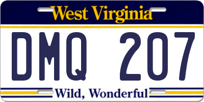 WV license plate DMQ207
