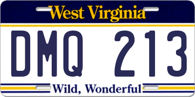 WV license plate DMQ213