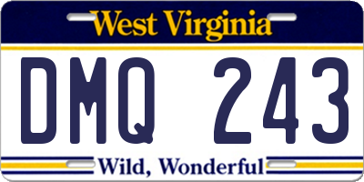 WV license plate DMQ243