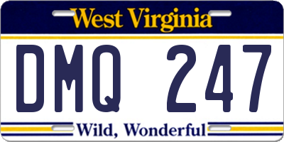 WV license plate DMQ247