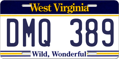 WV license plate DMQ389