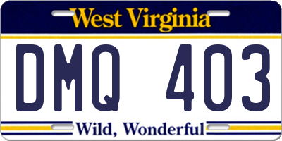 WV license plate DMQ403