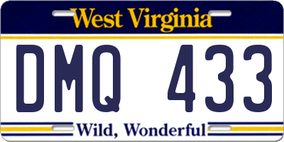 WV license plate DMQ433