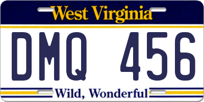 WV license plate DMQ456