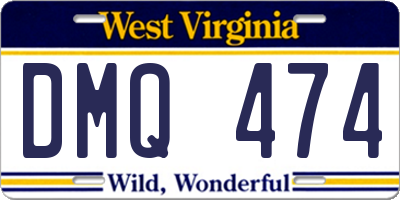 WV license plate DMQ474