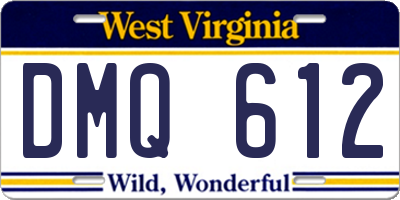 WV license plate DMQ612