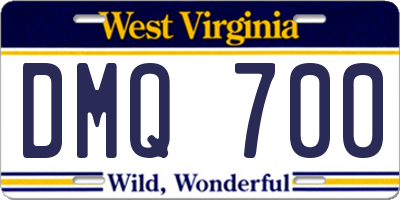 WV license plate DMQ700