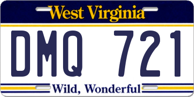 WV license plate DMQ721