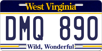WV license plate DMQ890