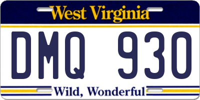WV license plate DMQ930