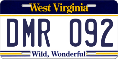 WV license plate DMR092