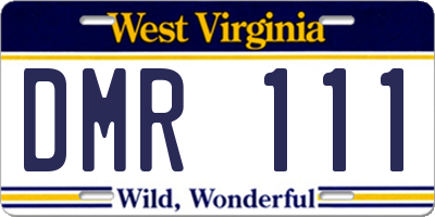 WV license plate DMR111