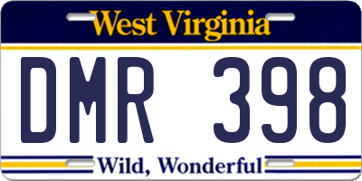 WV license plate DMR398
