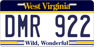 WV license plate DMR922