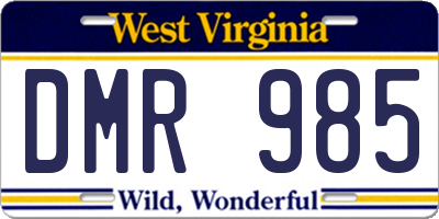 WV license plate DMR985